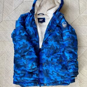 LandsEnd Boys Squall Parka Blue Camo Large (14-16)